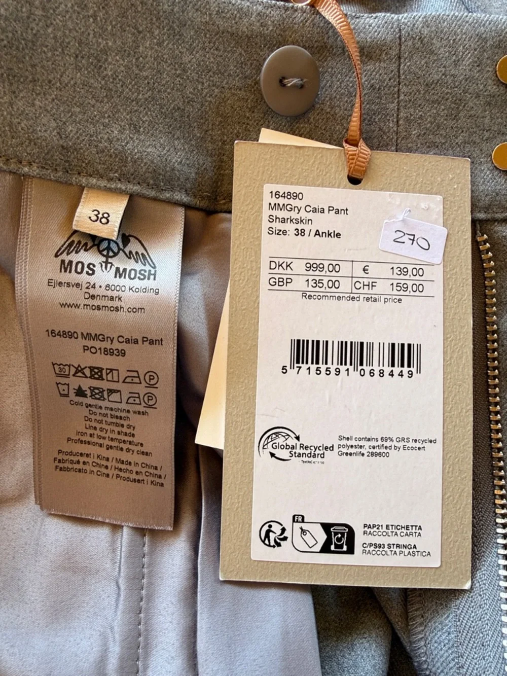 Mos Mosh | Caia Vest / Pant Set in Sharkskin- Ankle Length - Picture 9 of 11